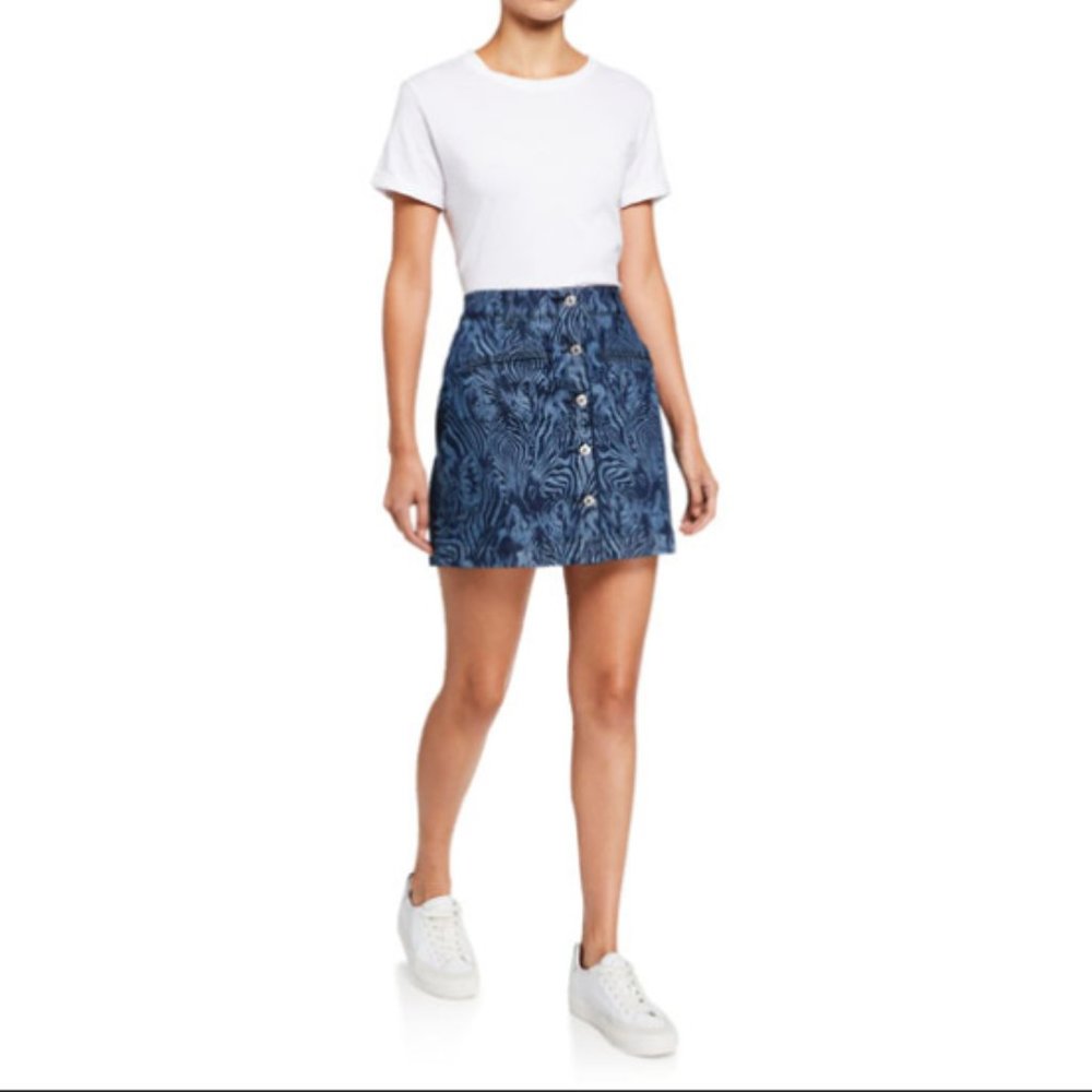 7 Fam Zebra-Print Button-Front Midi Skirt - image 2